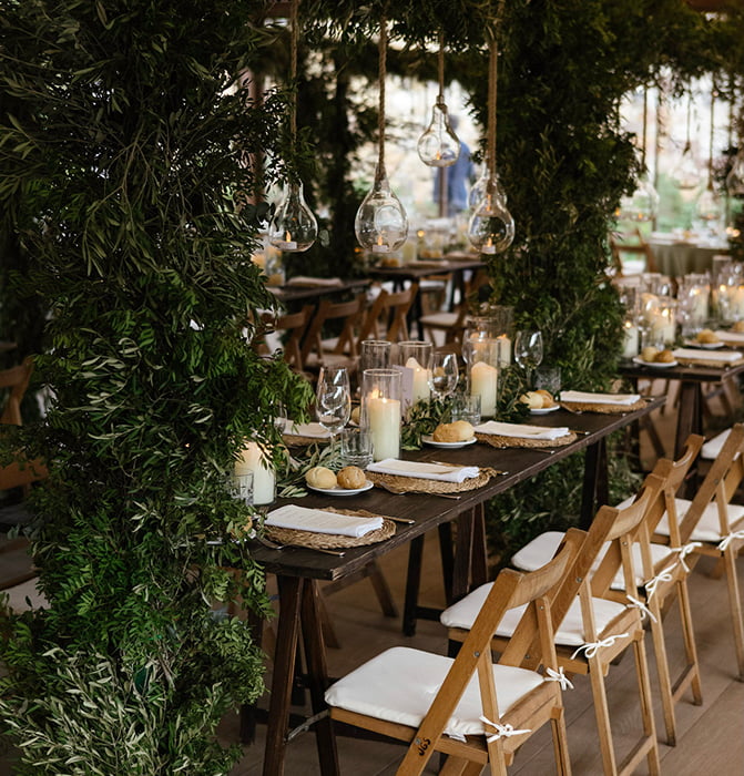Salón decorado en estilo campestre