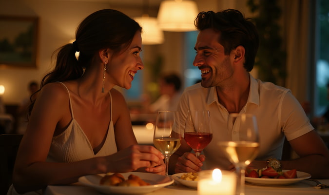 Experiencia Sabores de Cantabria Pareja cenando con vino