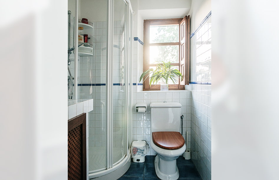 Baño con ducha junto a la ventana